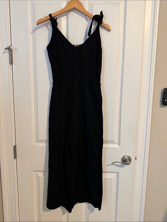 ASOS Pants - ASOS Black Midi jumpsuit with Knot Shoulder Straps